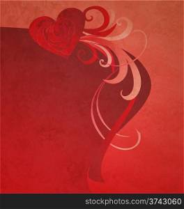 red heart with red rose grunge abstract background for love and wedding neeeds