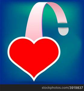 Red Heart Wobbler Icon on Blue Background. Heart Wobbler
