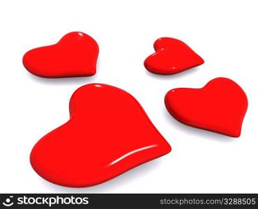 red hearts. 3d valentine