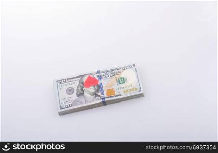 Red hearts and banknote bundle of US dollar
