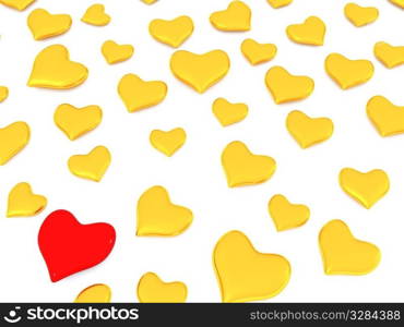 red hearts background. 3d