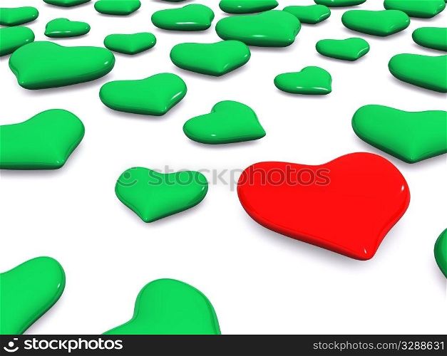 red hearts background. 3d