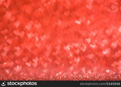 Red hearts background. Red glowing bokeh hearts background for Valentines day