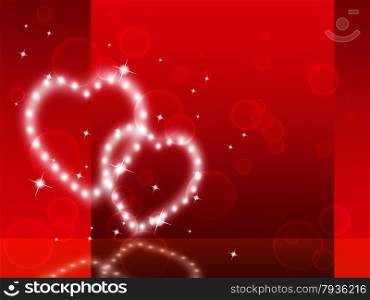 Red Hearts Background Showing Fondness Special And Sparkling&#xA;