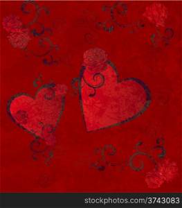 red hearts grunge background