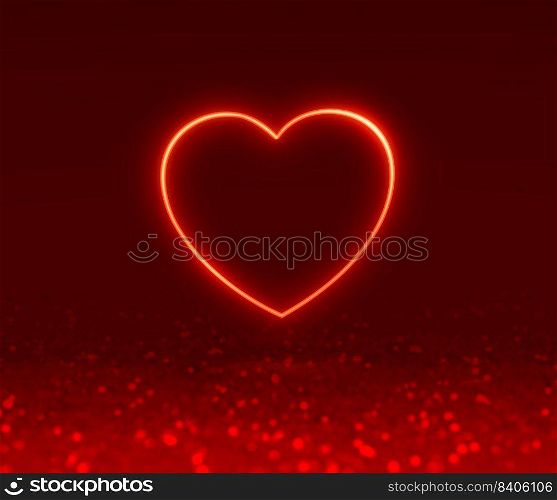 Red hearts neon shape on abstract light background in love concept for valentines day with sweet and romantic moments. 3d render