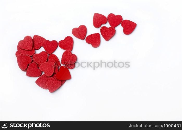 Red hearts on a white background. Valentine&rsquo;s day.. Red hearts on a white background.