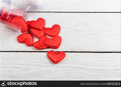 Red hearts on a white wood background. Red hearts on a white wood background, for valentines day illustration