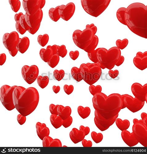 Red hearts on white background.