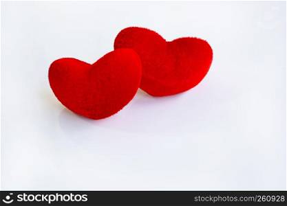 Red hearts on white background. Copy space, Concept background for Valentines Day