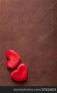 red hearts over wooden background for Valentines