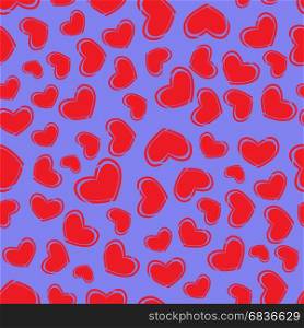 Red Hearts Seamless Pattern. Valentines Day Background. Symbol of Love. Red Hearts Seamless Pattern