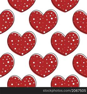 Red hearts speckled seamless pattern. Romantic beautiful background for valentine&rsquo;s day or wedding. Template for wrapping gifts, fabric, paper and wallpaper vector illustration. Red hearts speckled seamless pattern