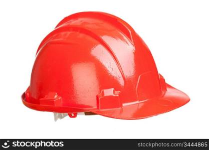 Red helmet isolated on a over white background