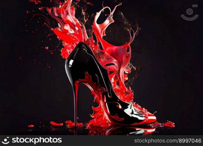 Red high heel shoes.  Generative AI
