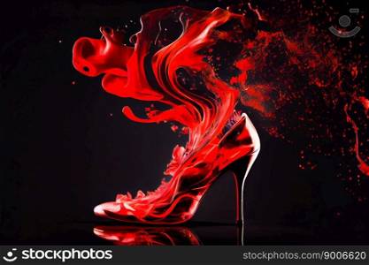 Red high heel shoes.  Generative AI 