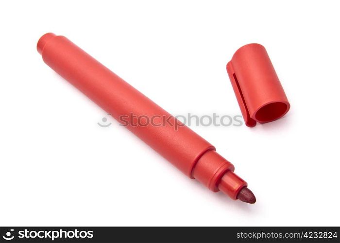 Red highlighter isolated on white background