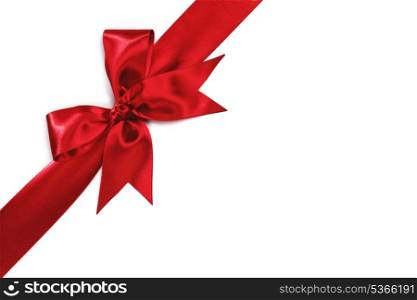 Red holiday bow isolated on white background