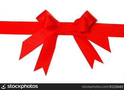 red holiday bow on white background