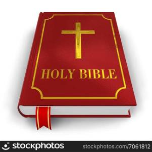 Red Holy Bible isolated on white background