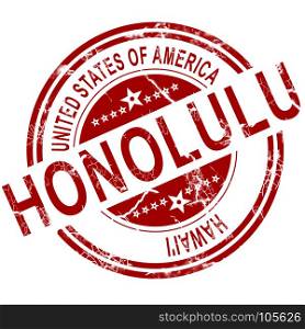 Red Honolulu stamp with white background, 3D rendering