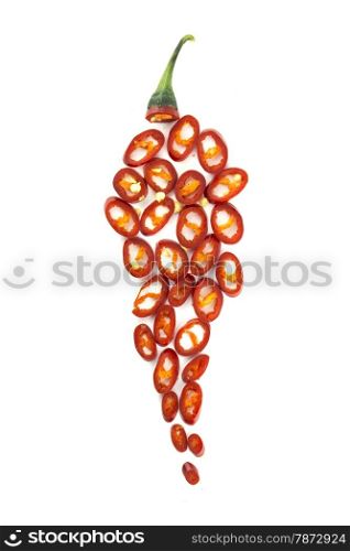 red hot chili pepper slices. red hot chili pepper slices on a white background