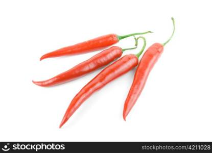 red hot chili peppers isolated on white