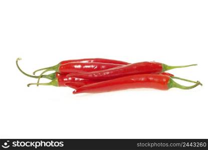 Red hot chili peppers on white background
