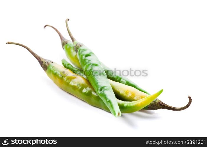 Red hot chilli peppers isolated on white