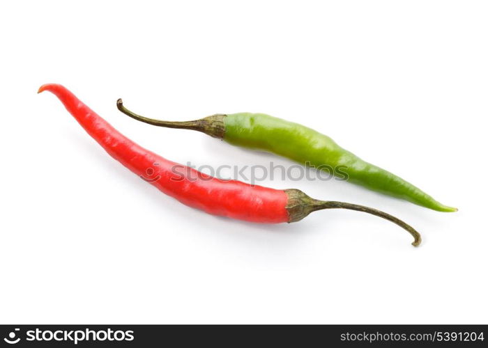 Red hot chilli peppers isolated on white