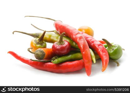 Red hot chilli peppers isolated on white