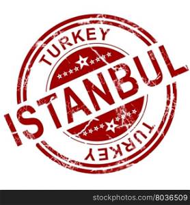 Red Istanbul stamp with white background, 3D rendering
