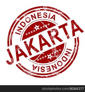Red Jakarta stamp with white background, 3D rendering