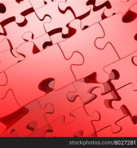 Red jigsaw puzzle with 3D effect image with hi-res rendered artwork that could be used for any graphic design.
