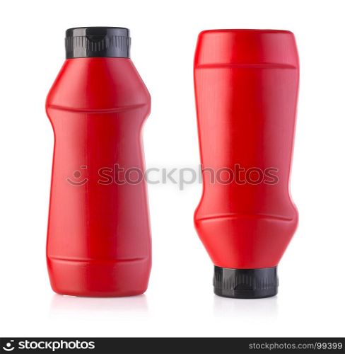 red ketchup bottle isolated on white background with clipping path