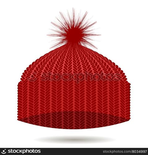 Red Knitted Cap. Winter Hat. Red Knitted Cap Isolated on White Background. Winter Hat