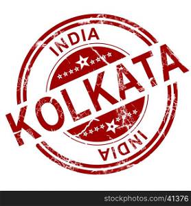 Red Kolkata stamp with white background, 3D rendering