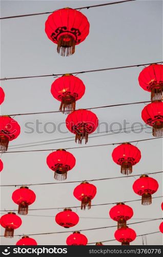 Red lamp Chinese New Year celebrations A lantern decorations for the evening.