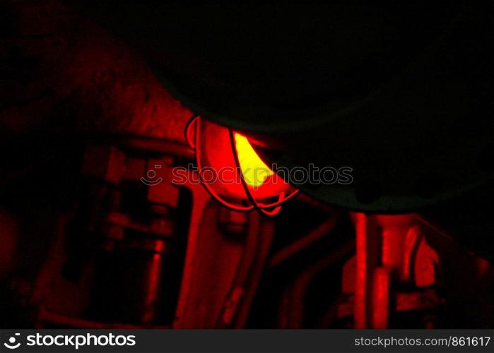 Red lamp on alarm in submarine