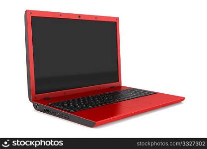 red laptop isolated on white background