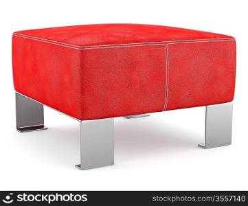 red leather pouf isolated on white background