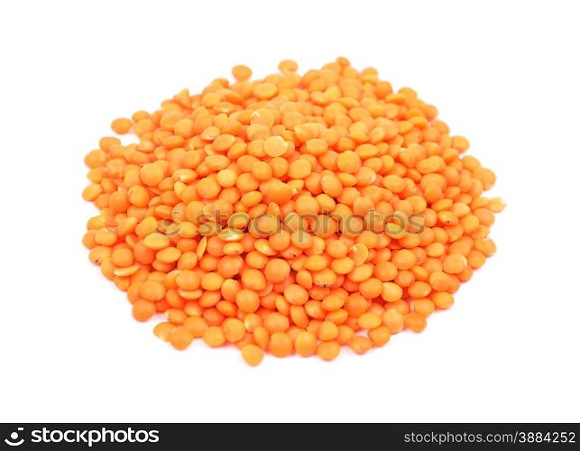 Red lentils on white