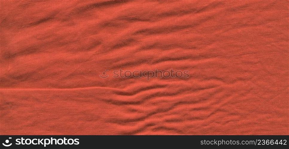 Red linen fabric texture. Red fabric background . Red linen fabric texture