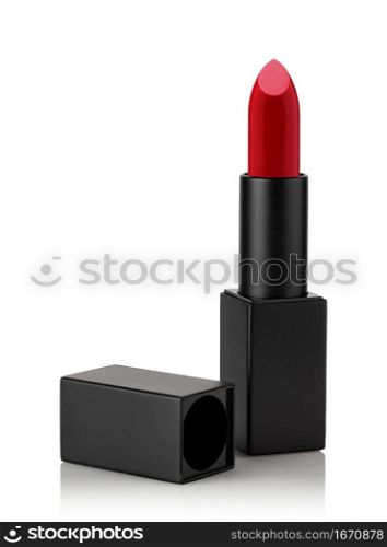 Red lipstick isolated on white background. Red lipstick