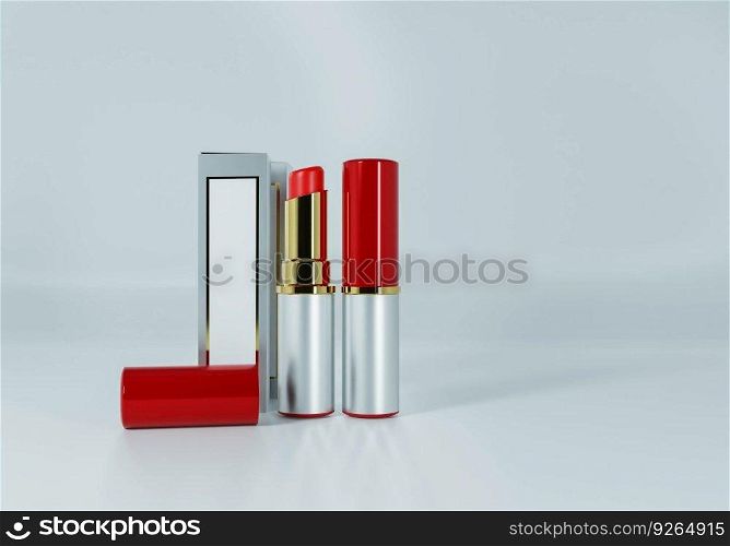 Red lipstick on the white background