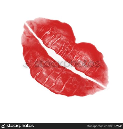 Red lipstick print on white
