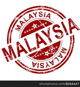Red Malaysia stamp with white background, 3D rendering