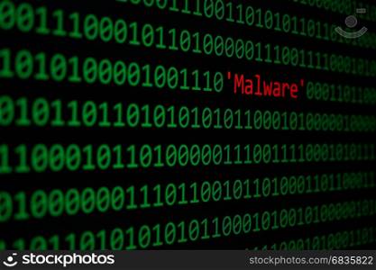 Red Malware and Binary code, Concept Security Malware and RansomWare attack.