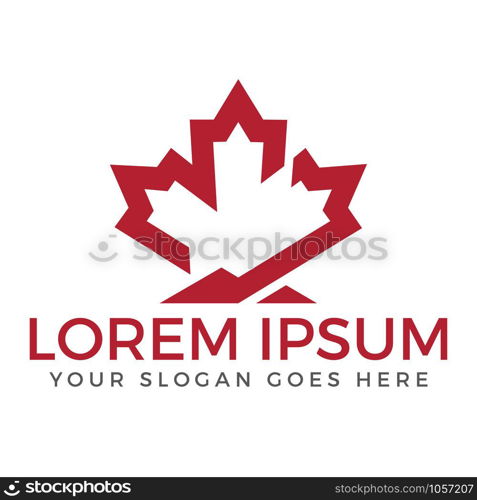 Red maple leaf logo design. Canada symbol logo design template.