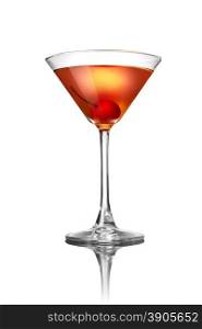Red martini cocktail isolated on white